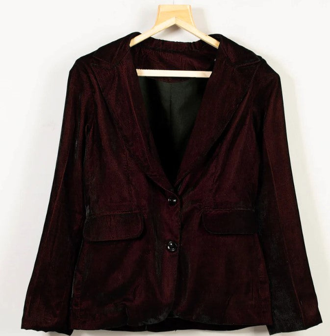 Maroon Luxurious Velvet Blazer For Women