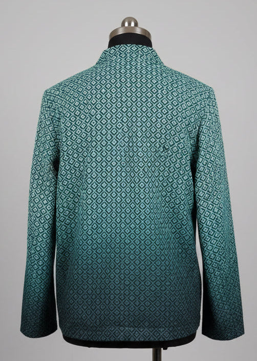 Royal Edit: Green Ombre Embroidered Notched Collar Jacket