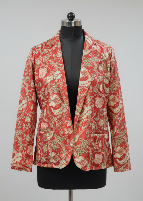 Velvet Edit: Maroon Floral And Leaf Sequins Velvet Women's Jacket