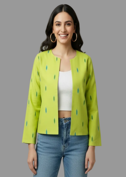 Women's Ikkat Print Reversible Jacket