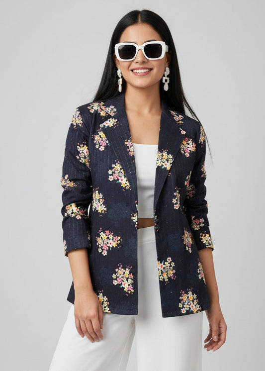 Floral Printed Superior Velvet Jacket