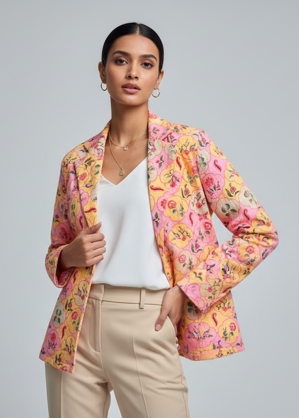 Velvet Edit: Mugal Floral Art Sequins Velvet Women's Jacket