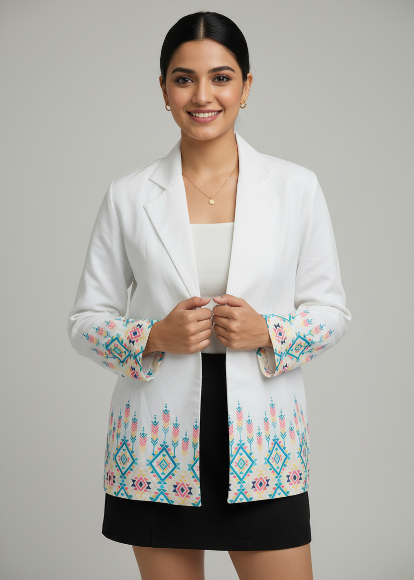 Traditional Ikkat Inspire Print Daman Jacket