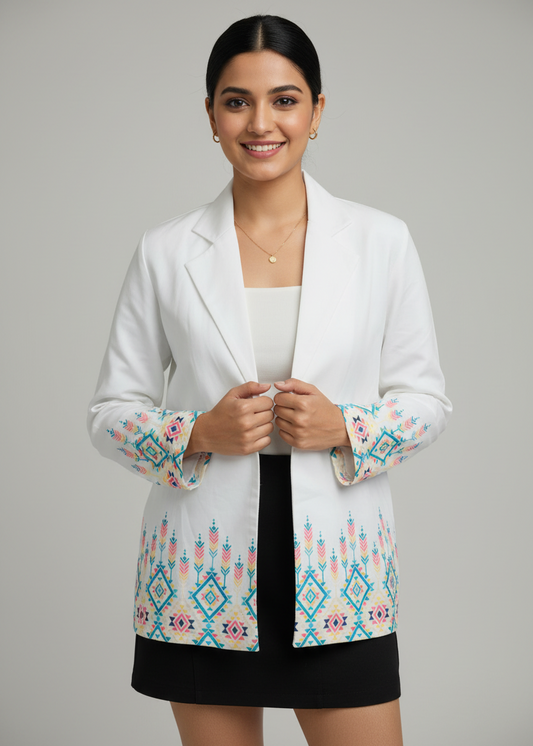 Traditional Ikkat Inspire Print Daman Jacket
