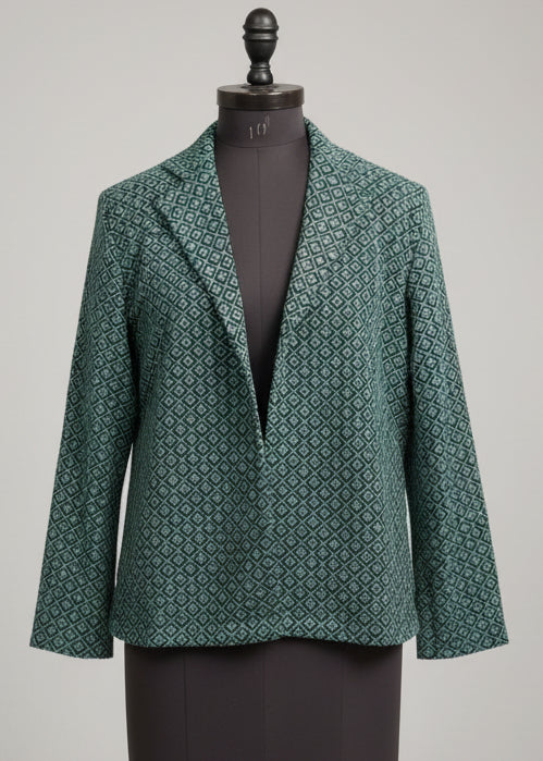 Royal Edit: Green Ombre Embroidered Notched Collar Jacket