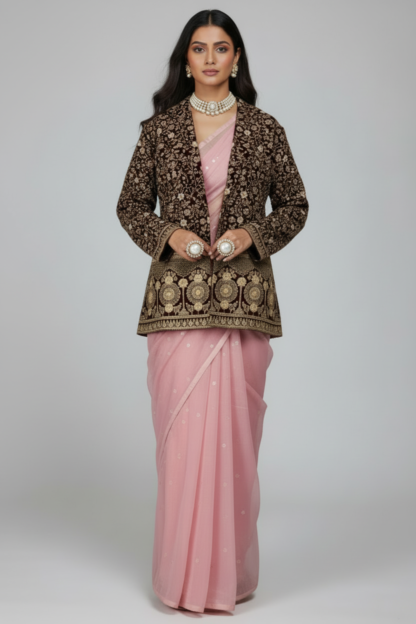 The Imperial : Lavish Velvet Jacket with Luxurious Gold Threadwork
