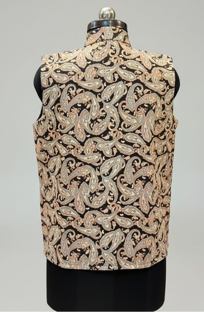 Women's Sleeveless Paisley Nehru Jacket