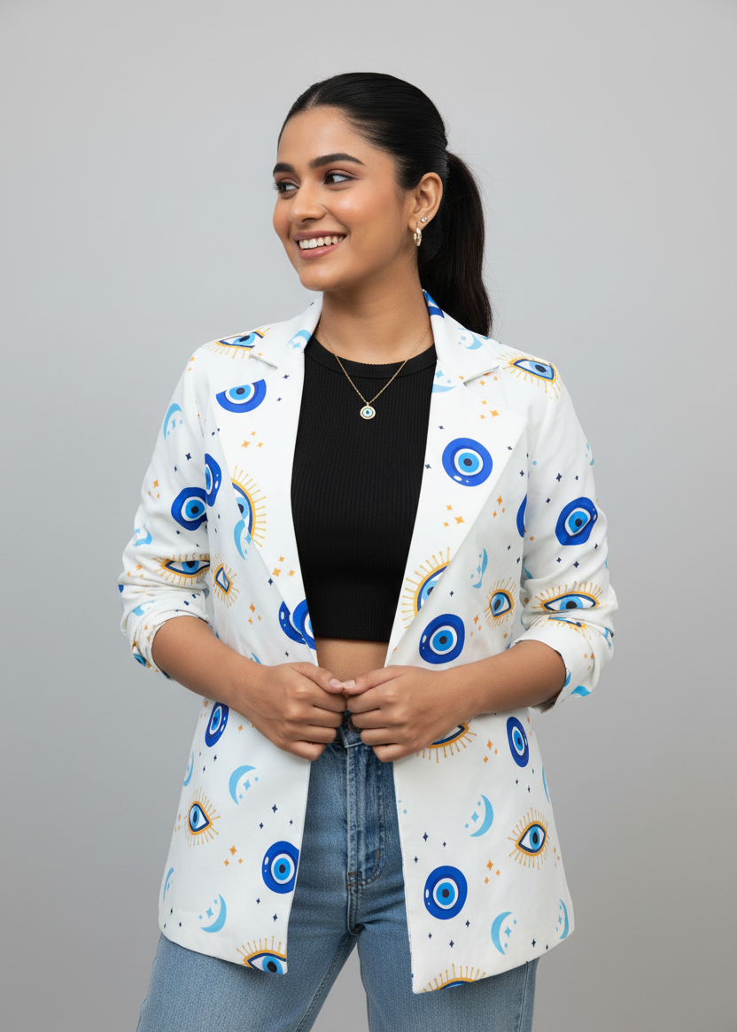 In Demand 2026 Evil Eye Party Wear Jacket For Women