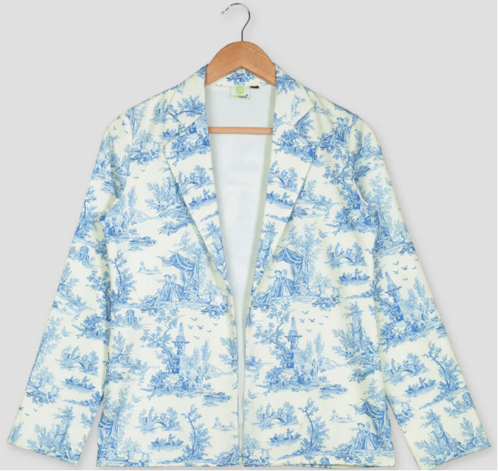 Spring's Chic Cover-Up: Women's Toile Print Jacket
