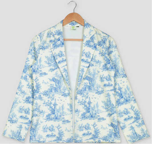 Spring's Chic Cover-Up: Women's Toile Print Jacket